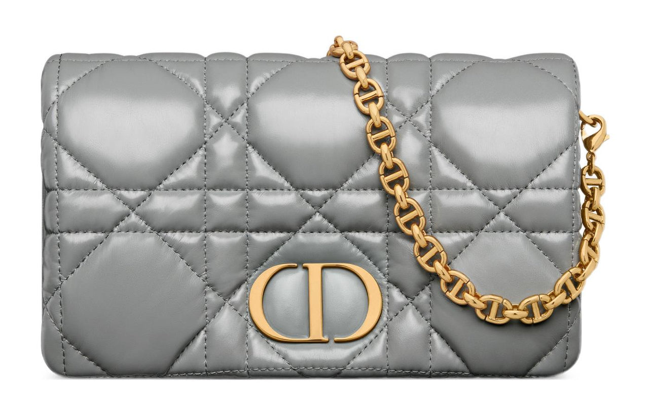 DIOR Caro Cow Leather Handheld Shoulder Bag Crossbody Bag Mini Women's Lime Gray