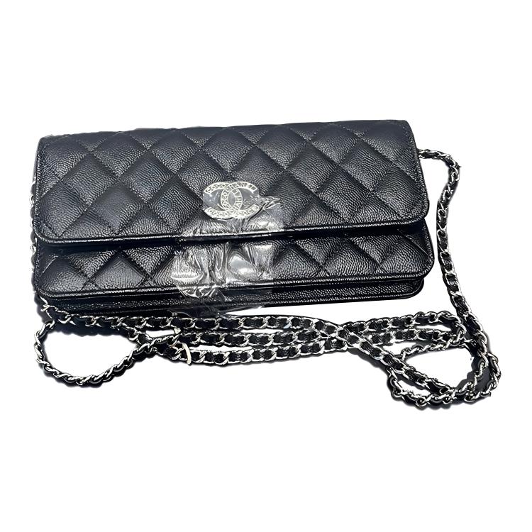 CHANEL WOC Calfskin Shoulder Bag Crossbody Bag Women's Black