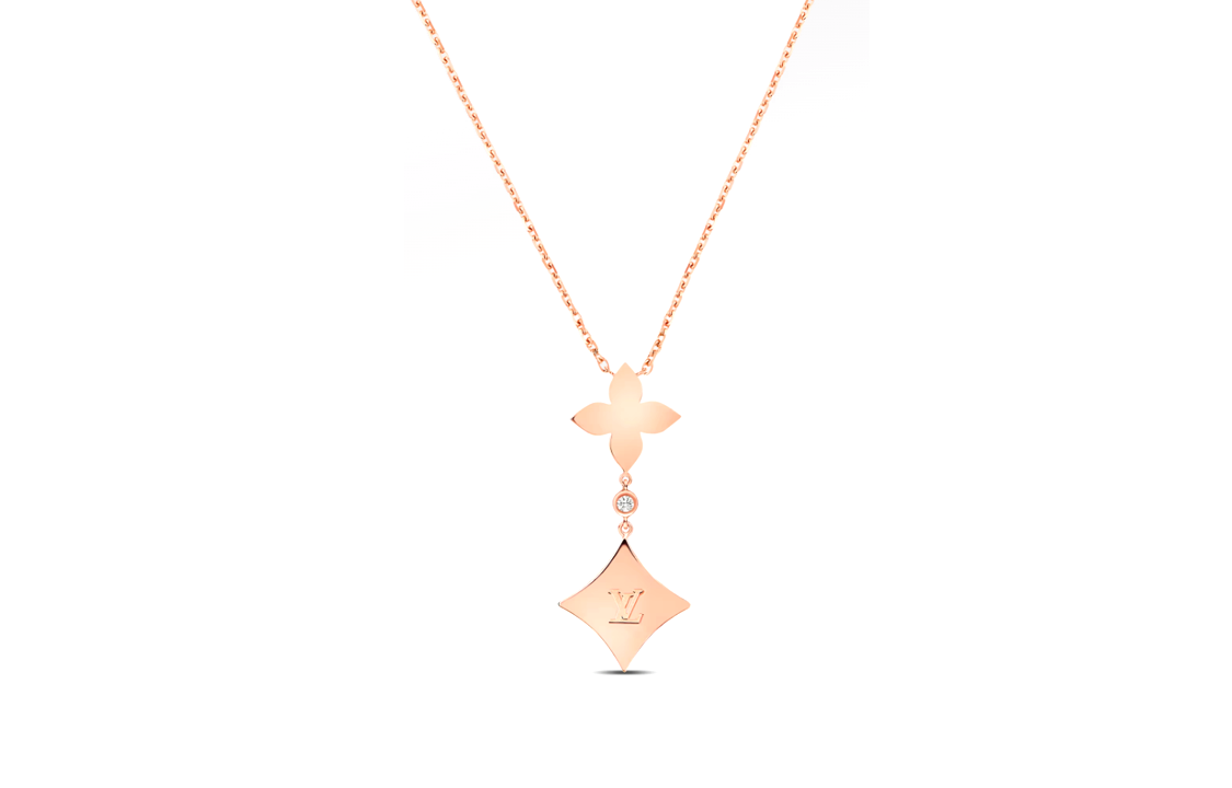 LOUIS VUITTON Color Blossom Double Star Pendant Pink Gold White Mother-of-Pearl And Diamonds