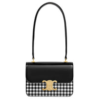 CELINE TEEN BUCKET Lacquered Finish Cow Leather Handbag, Shoulder Bag Women's Black & White