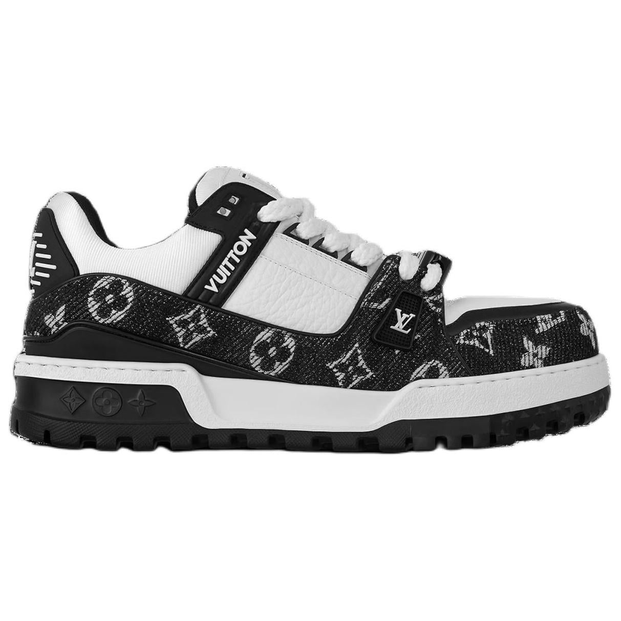 LOUIS VUITTON Trainer Maxi Wear-Resistant Low-Top Skateboard Shoes Unisex Black White