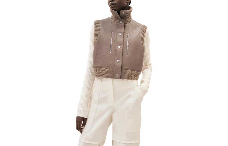HERMES Vests Women's Gray Brown