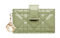 DIOR Lady Dior Patent Leather Calfskin Card Holder Card Holder Regular Women's Green