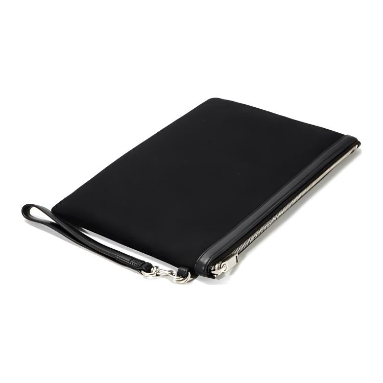 SAINT LAURENT Rive Gauche Cotton With Leather Canvas Bag Wristband Clutch Unisex Black