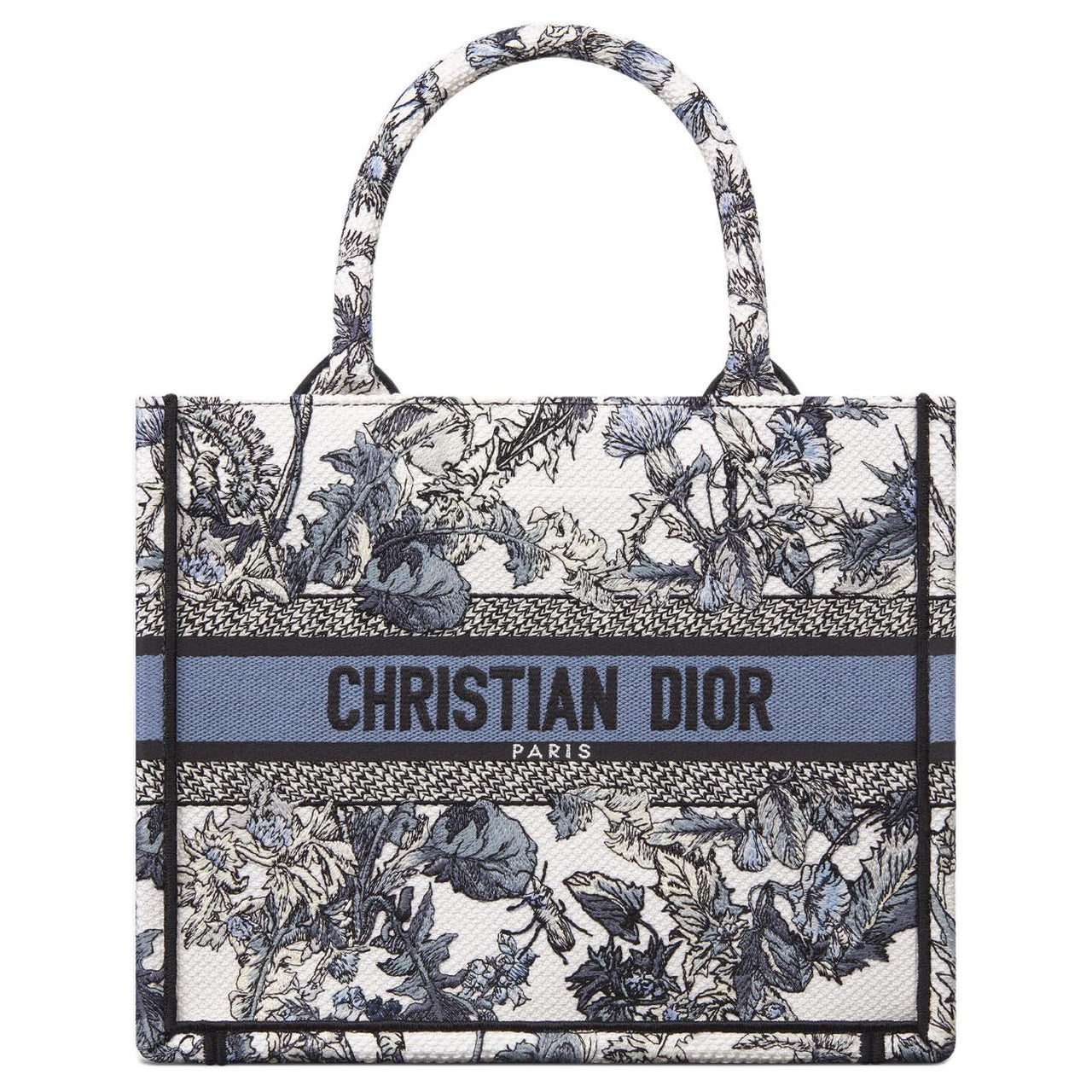 DIOR BookTote Fabric Tote Bag, Shopping Bag, Handbag Trumpets Women's White & Denim Blue