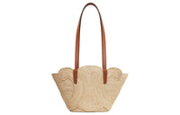 CELINE Plant Material Cow Leather Patchwork Binding Handbag Shoulder Bag Women's Tawny