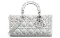DIOR Lady D Joy Cannage Lambskin Lady Dior Bag, Shoulder Bag, Crossbody Bag, Handbag Medium Size Women's Silver