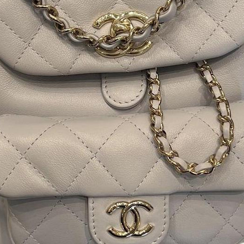 CHANEL Duma Calfskin Backpack Small Size Women's Cream Blue