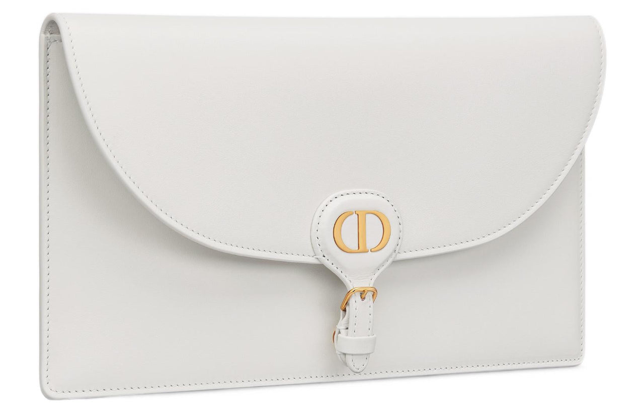 DIOR Bobby Smooth Calf Leather Clutch Women's White
