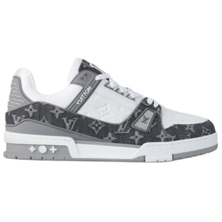 LOUIS VUITTON Trainer Low Top Skateboard Shoes Unisex Gray White