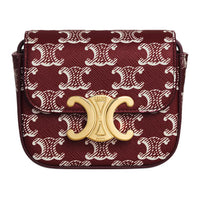 CELINE Canvas With Calfskin Shoulder Bag, Crossbody Bag Mini Women's Light Burgundy