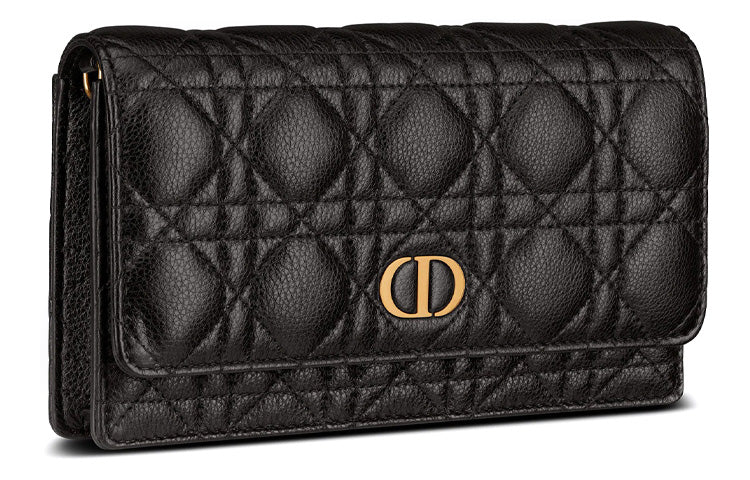 DIOR Caro Soft Cow Leather Handbag, Shoulder Bag, Crossbody Bag Regular Women's Black