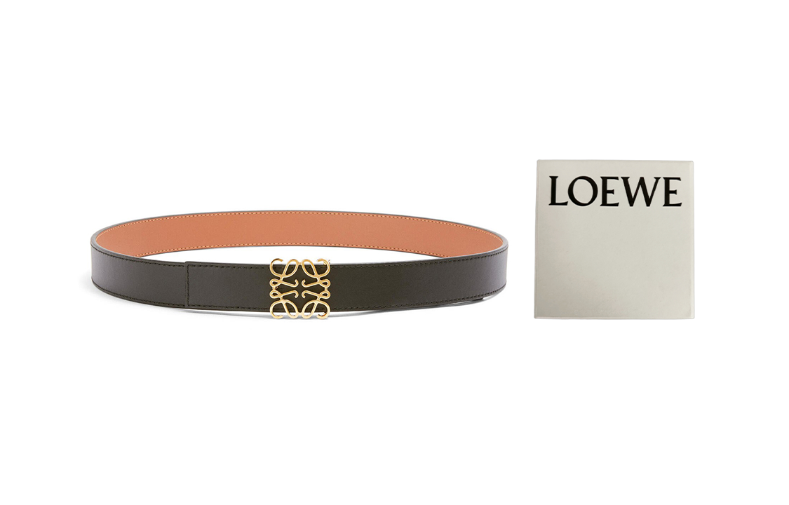 LOEWE Leather Belt Unisex Brown Width 2.8cm