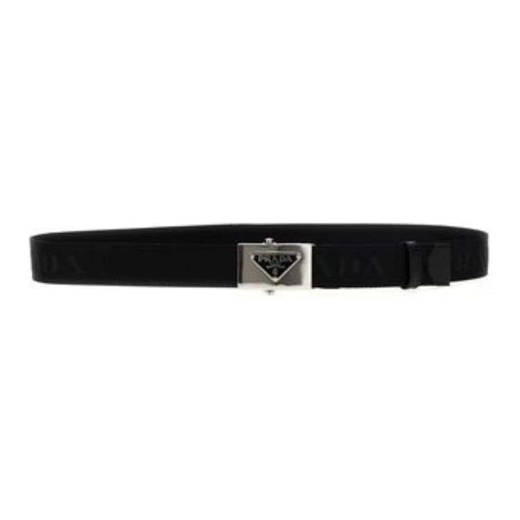 PRADA Polyamide Leather Belts Unisex Black Subject To Official Website