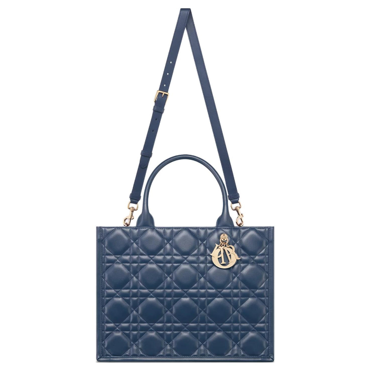 DIOR BookTote Calfskin Tote Bag, Shopping Bag, Shoulder Bag, Crossbody Bag, Handbag Medium Size Women's Deep Sea Blue