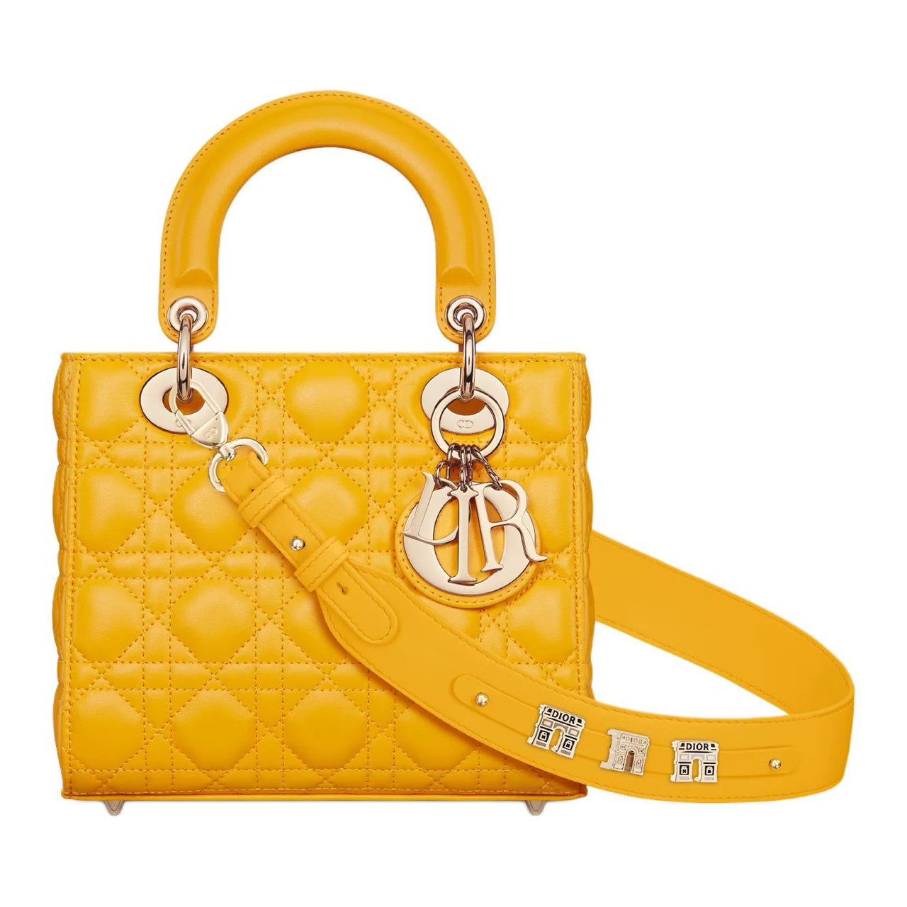 DIOR Lady DiorMy ABCDior Lambskin Shoulder Bag Crossbody Bag Handbag Small Size Women's Sunshine Yellow