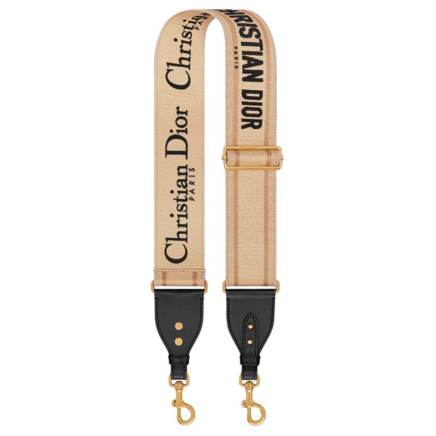 DIOR Calfskin Bag Straps Women's Beige & Black