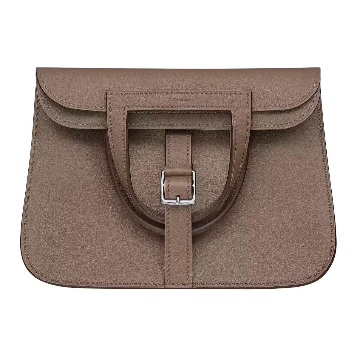 HERMES Halzan Swift Calfskin Shoulder Bag Crossbody Bag Mini Unisex Elephant Gray