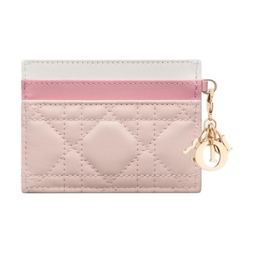 DIOR Lady Dior Lambskin Card Holder Regular Women's Pink