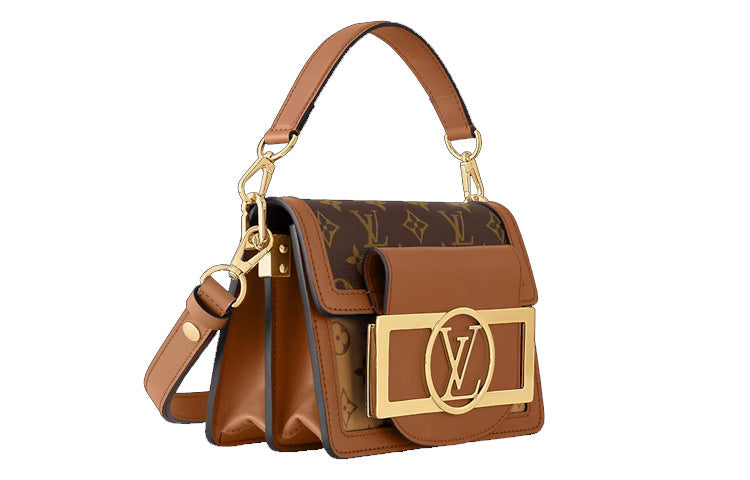 LOUIS VUITTON Dauphine Coated Canvas With Cow Leather Trim Daphne Handbag Shoulder Bag Crossbody Bag Mini Women's Brown