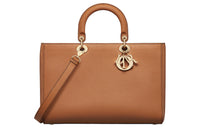 DIOR Grain Cow Leather Lady Dior Bag, Shoulder Bag, Crossbody Bag, Handbag Large Size Women's Brown