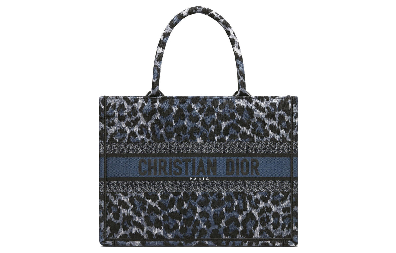 DIOR BookTote Embroidery Handbag Tote Bag Shopping Bag Handbag Medium Size Women's Blue