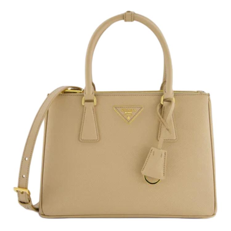 PRADA Leather Shoulder Bag Crossbody Bag Handbag Medium Size Women's Beige