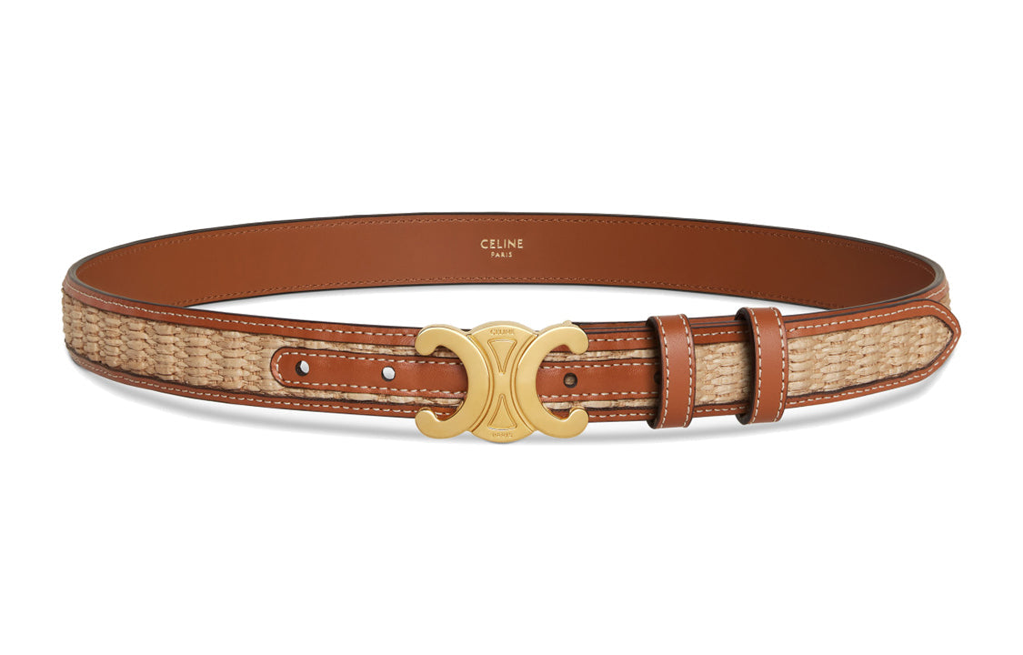 CELINE Medium Triomphe Belt In Textile With Raffia Effect And Calfskin