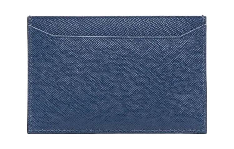 PRADA Cross-Stitch Leather Wallet Women's Blue