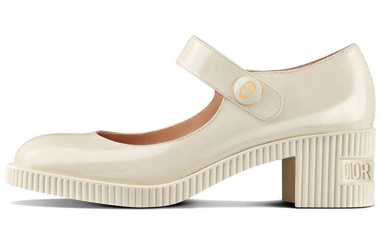 DIOR D Doll Block Heel High Heels 5.5cm Women's White