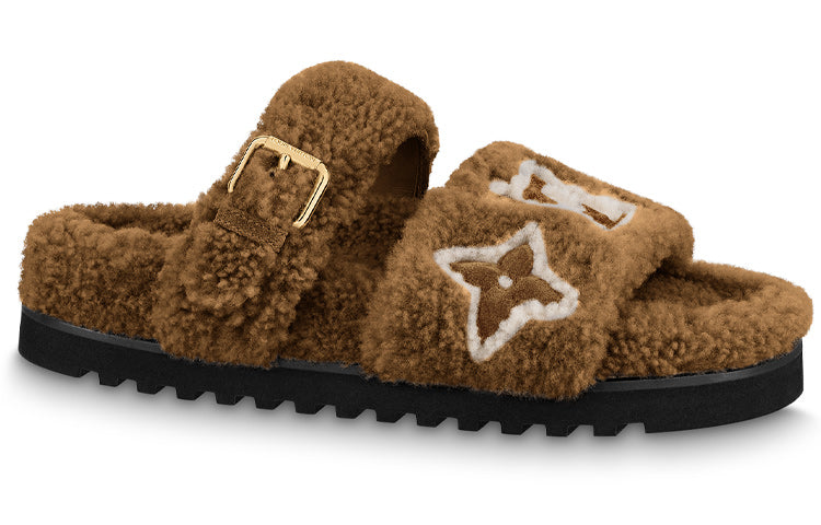LOUIS VUITTON Paseo Comfort Odor Resistant Slide Slippers Women's Brown