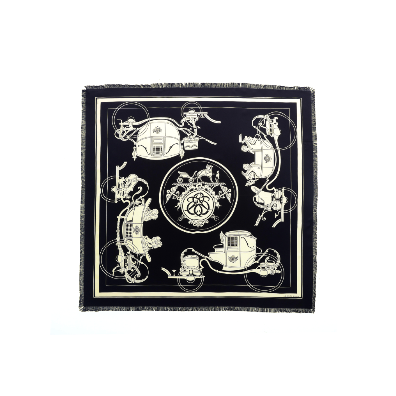 HERMES Silk Scarves Unisex Black