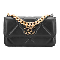 CHANEL 19Bag Sheepskin Cell Phone Pouch, Handbag, Shoulder Bag, Crossbody Bag Women's Black