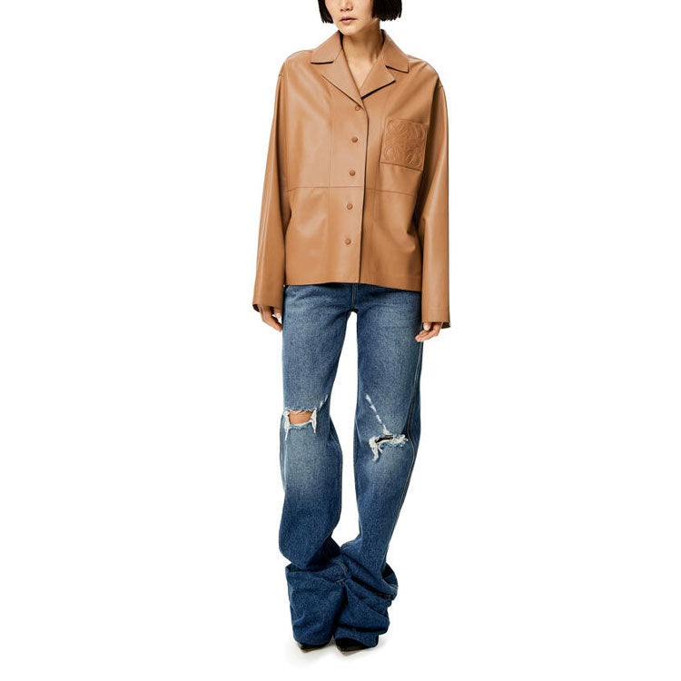 LOEWE Leather Jackets Women's Toffee