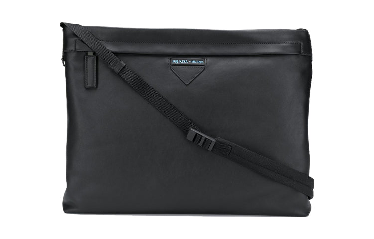 PRADA Calfskin Crossbody Bag, Shoulder Bag Men's Black