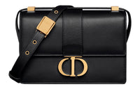 DIOR 30 Montaigne Cow Leather Montaigne Box Bag, Handbag, Shoulder Bag, Crossbody Bag Small Size Women's Black