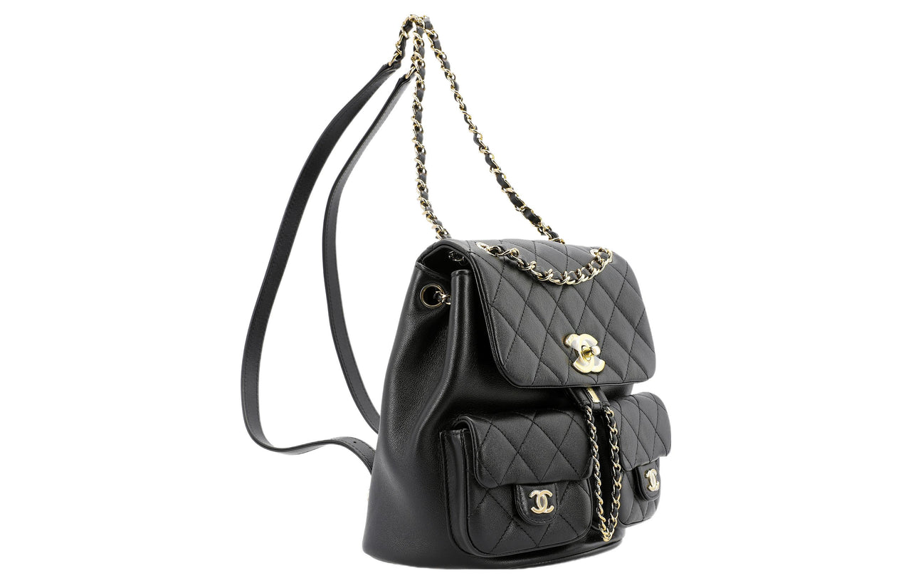 CHANEL Duma Calfskin Backpack Medium Size Women's Black