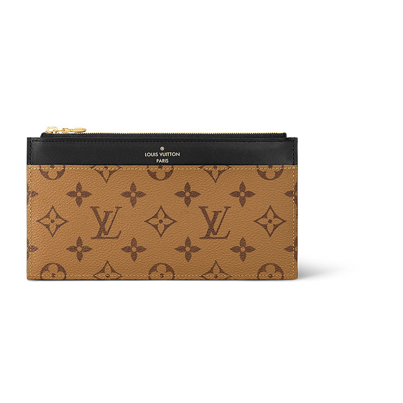 LOUIS VUITTON Monogram Reverse Coated Canvas Cow Leather Patchwork Clutch Unisex Brown
