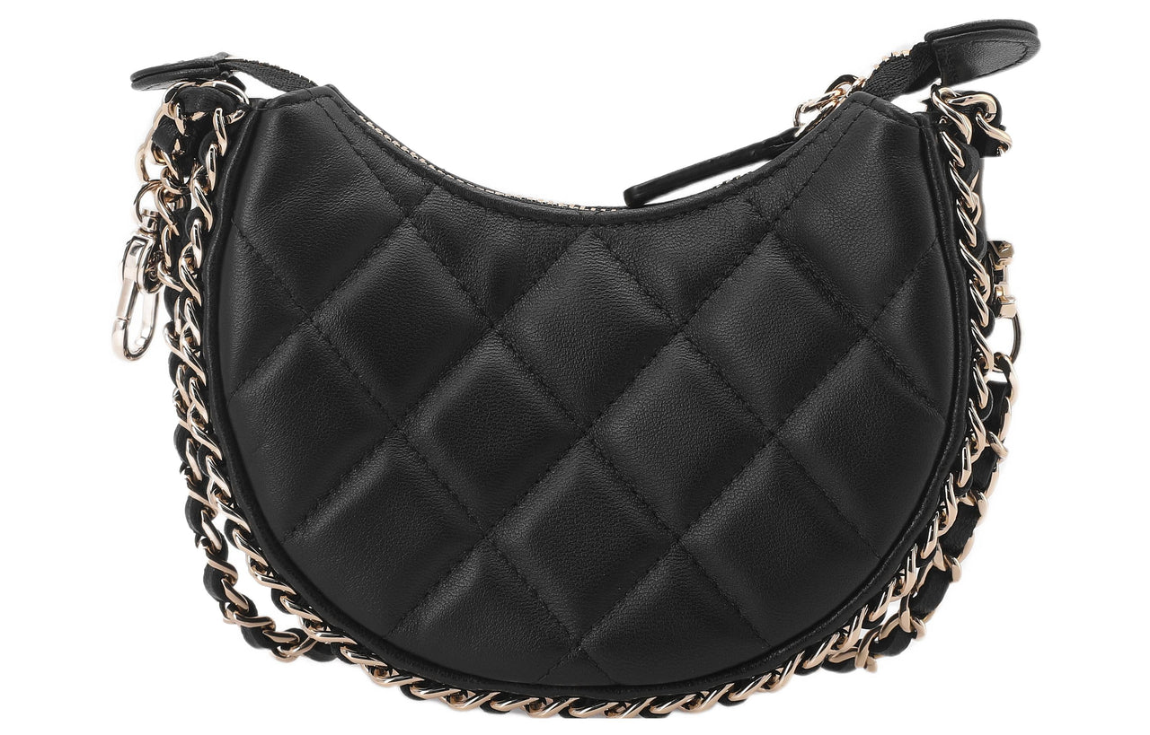 CHANEL Lambskin Moon Bag Moon-Shaped Bag Pea Bag Dumpling Bag Handbag Crossbody Bag Mini Women's Black