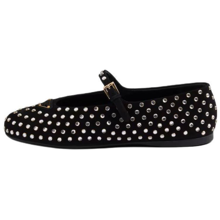 PRADA Flat Mary Jane Shoes Women's Black