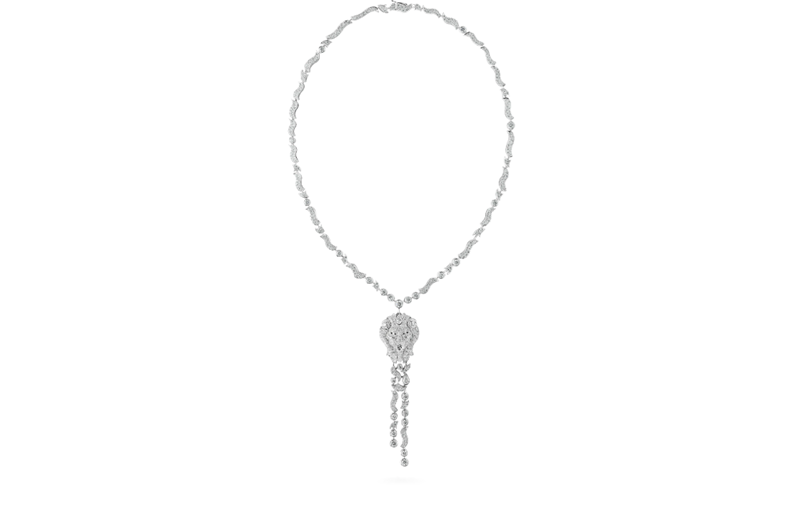 CHANEL 18K White Gold Necklaces Women's Silver
