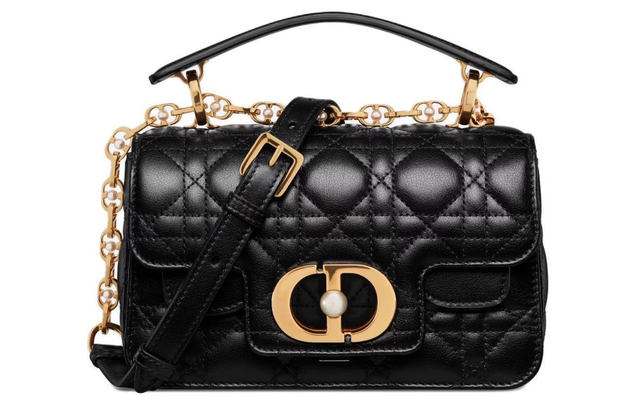 DIOR Wicker Pattern Cow Leather Shoulder Bag, Crossbody Bag, Handbag Mini Women's Black