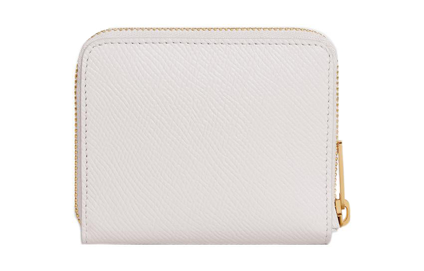 CELINE Grained Calfskin Wallet Small Size Women's White