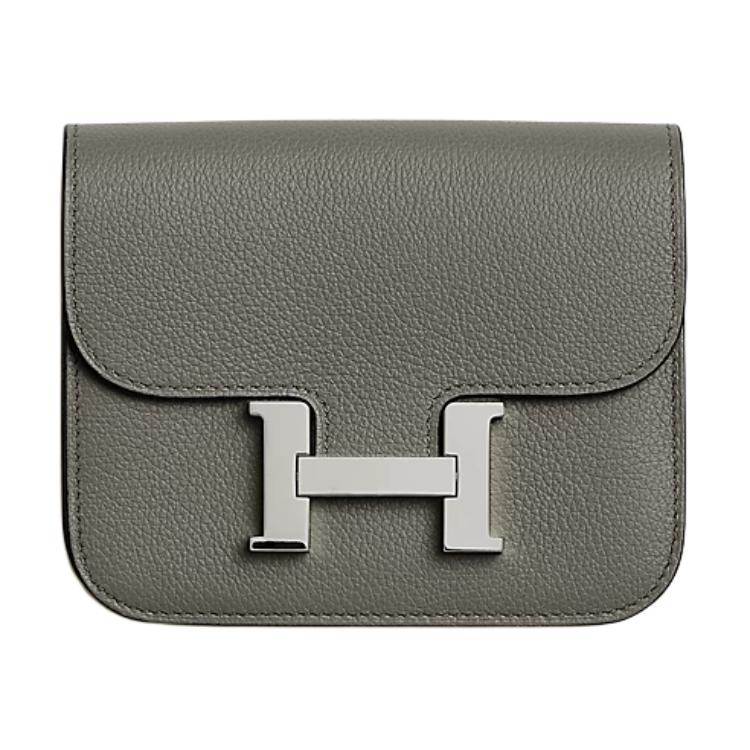 HERMES Constance Slim Evercolor Calfskin Coin Purses Wallets Women's 0L Grismeyer Cumulus Gray