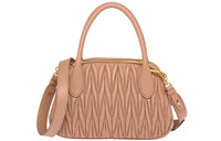 MIU MIU Matelassé Leather Shoulder Bag Crossbody Bag Handbag Women's Cameo Brown