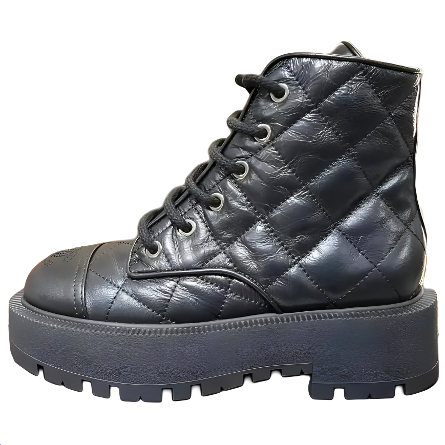 CHANEL Short Martin Boot Women's Black