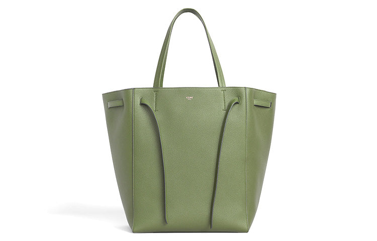 CELINE Grain Cow Leather Handbag Tote Bag Shoulder Bag Women's Light Khaki