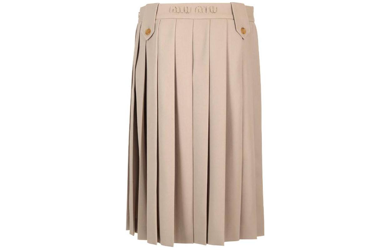 MIU MIU Pleated Gabardine Wool Skirt