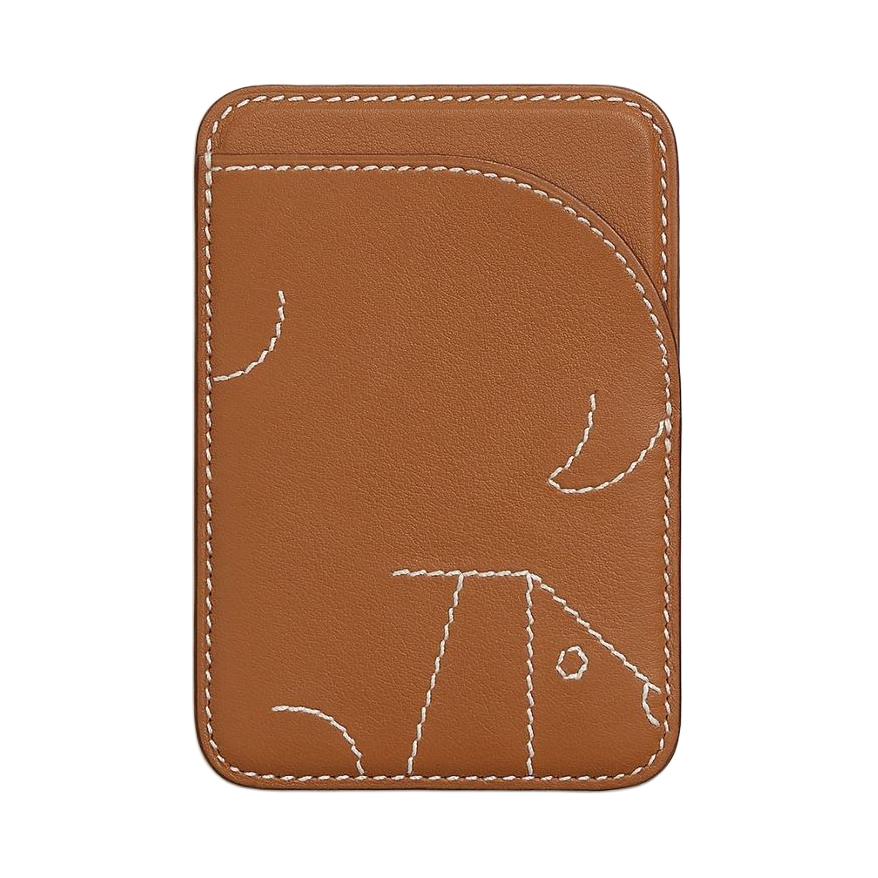 HERMES Swift Leather Card Holder Women's 37 Gold Gold Brown