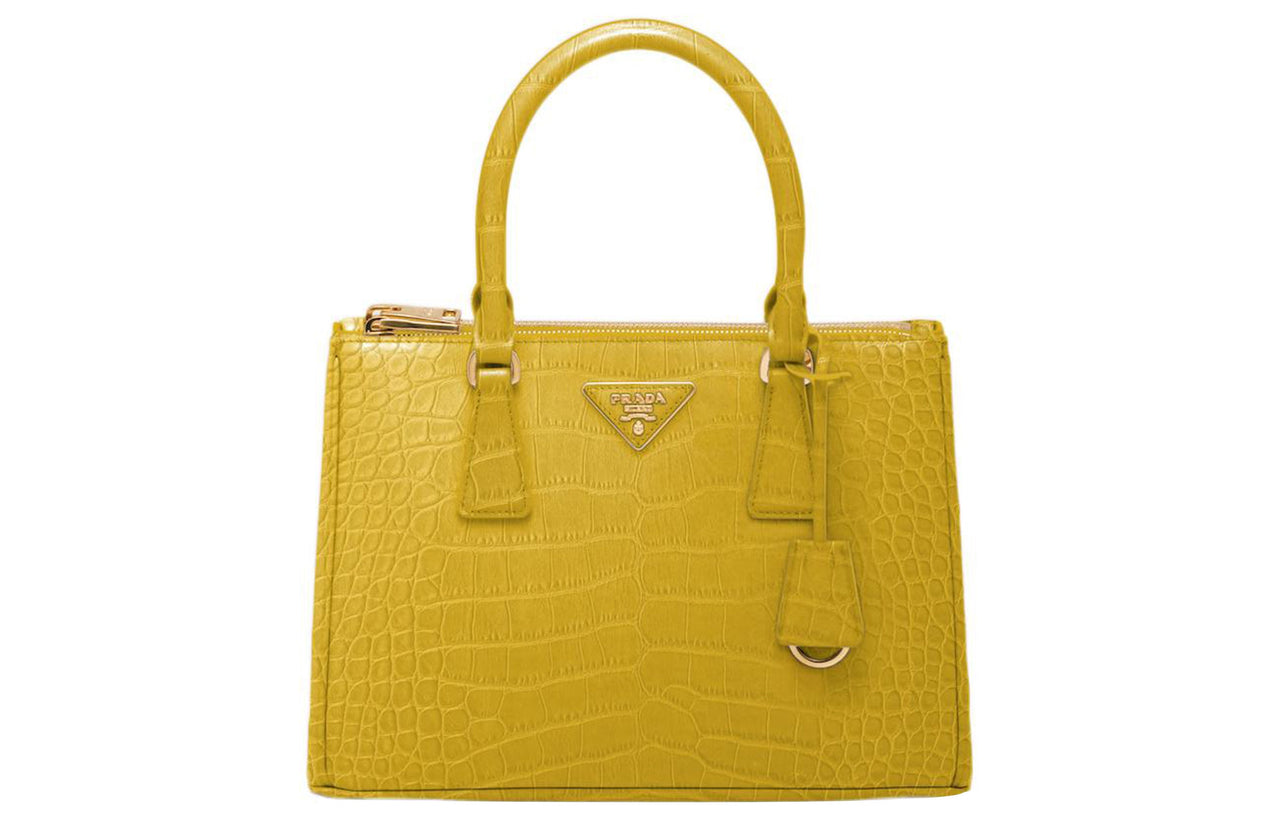 PRADA Galleria Killer Bag Crocodile Leather Shoulder Bag Crossbody Bag Handbag Medium Size Women's Sunshine Yellow